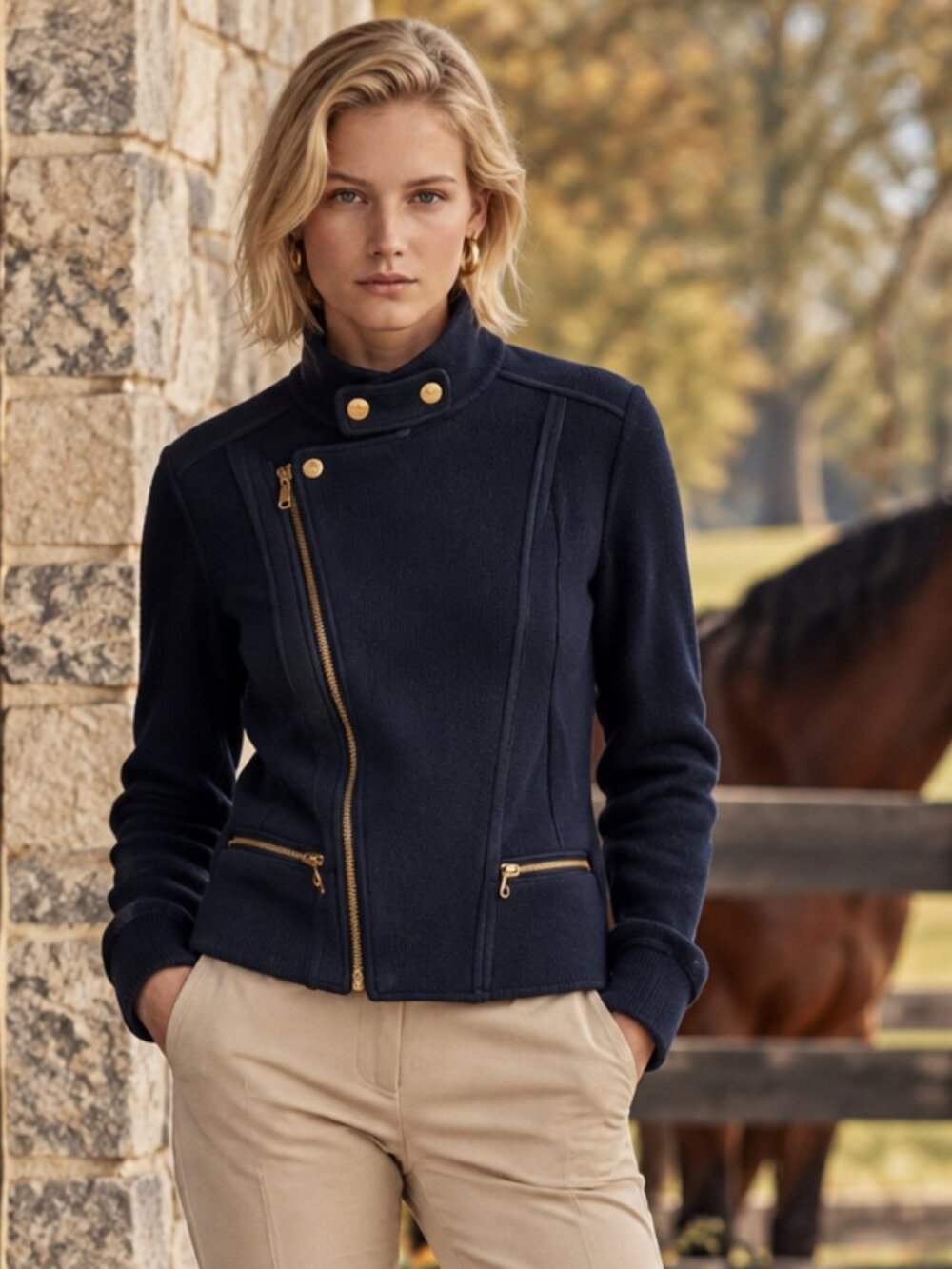 Y2K Vintage Lauren Ralph Lauren Knit Moto Jacket